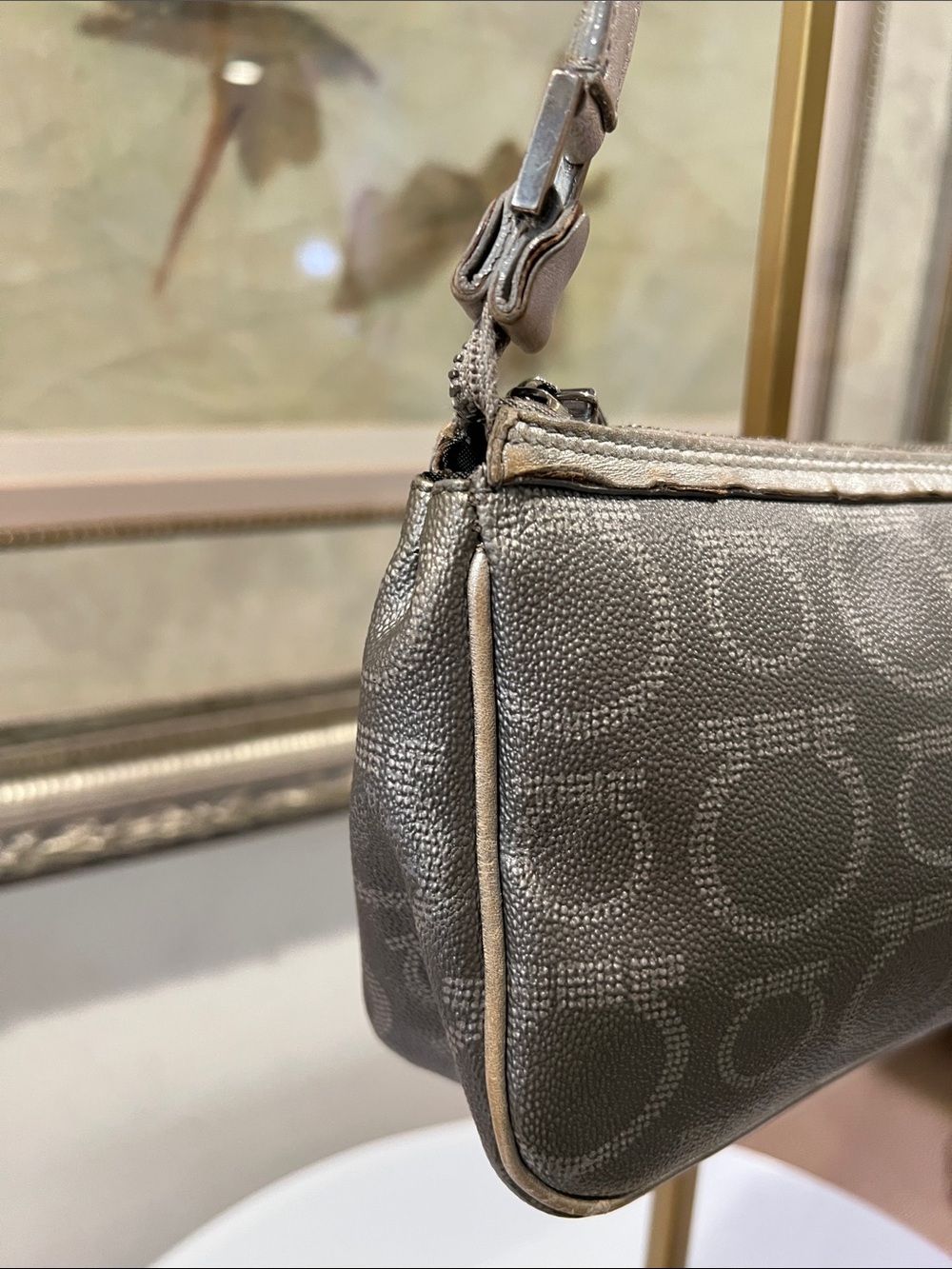 Salvatore Ferragamo Metallic Silver Gancini Shoulder Bag - Picture 8 of 16